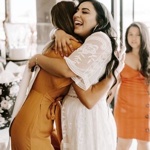 Orange flare jumpsuit small